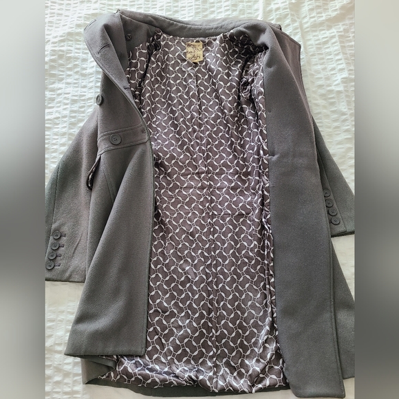 Gray Women's Tulle Pea Coat Size S - Picture 5 of 7